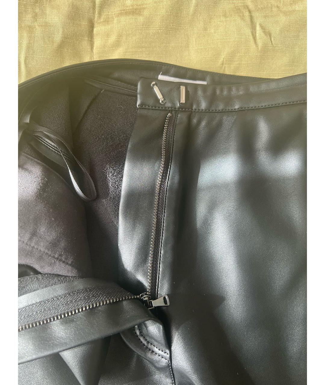 12 STOREEZ Черные кожаные прямые брюки, фото 4