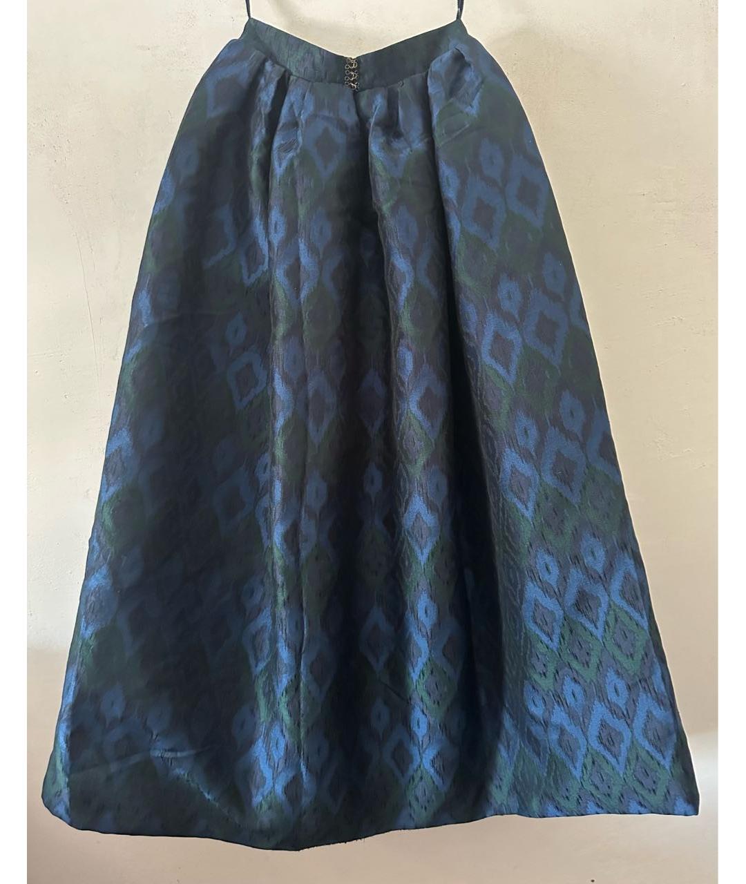 ULYANA SERGEENKO Темно-синяя полиэстеровая юбка миди, фото 2