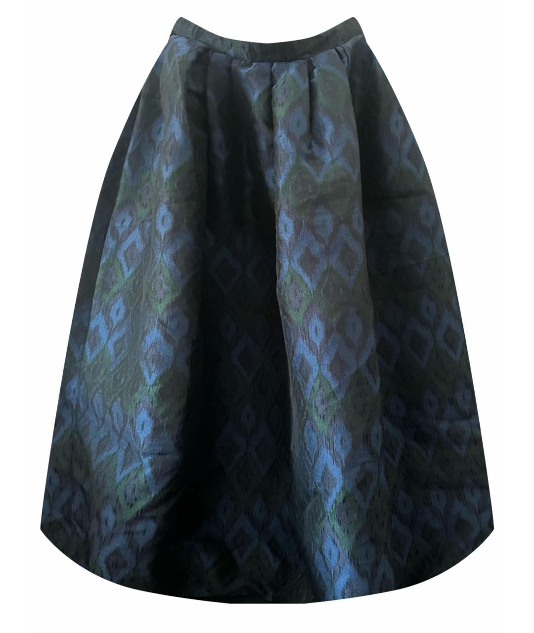 ULYANA SERGEENKO Темно-синяя полиэстеровая юбка миди, фото 1