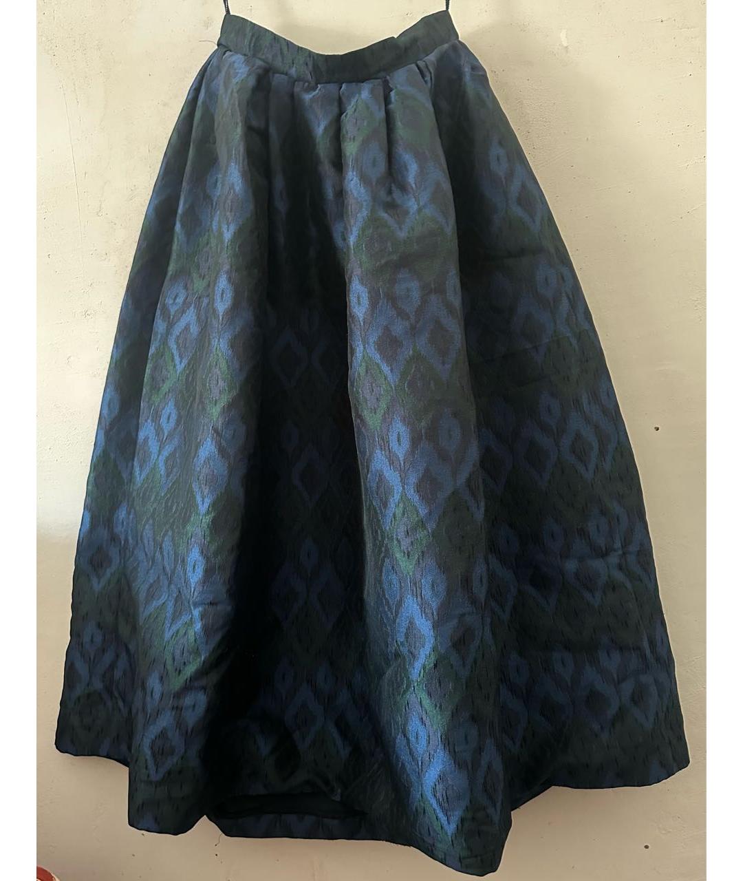 ULYANA SERGEENKO Темно-синяя полиэстеровая юбка миди, фото 5