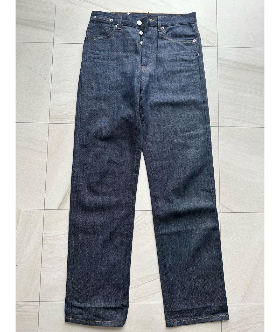 DRIES VAN NOTEN Темно-синие хлопковые прямые джинсы, фото 5