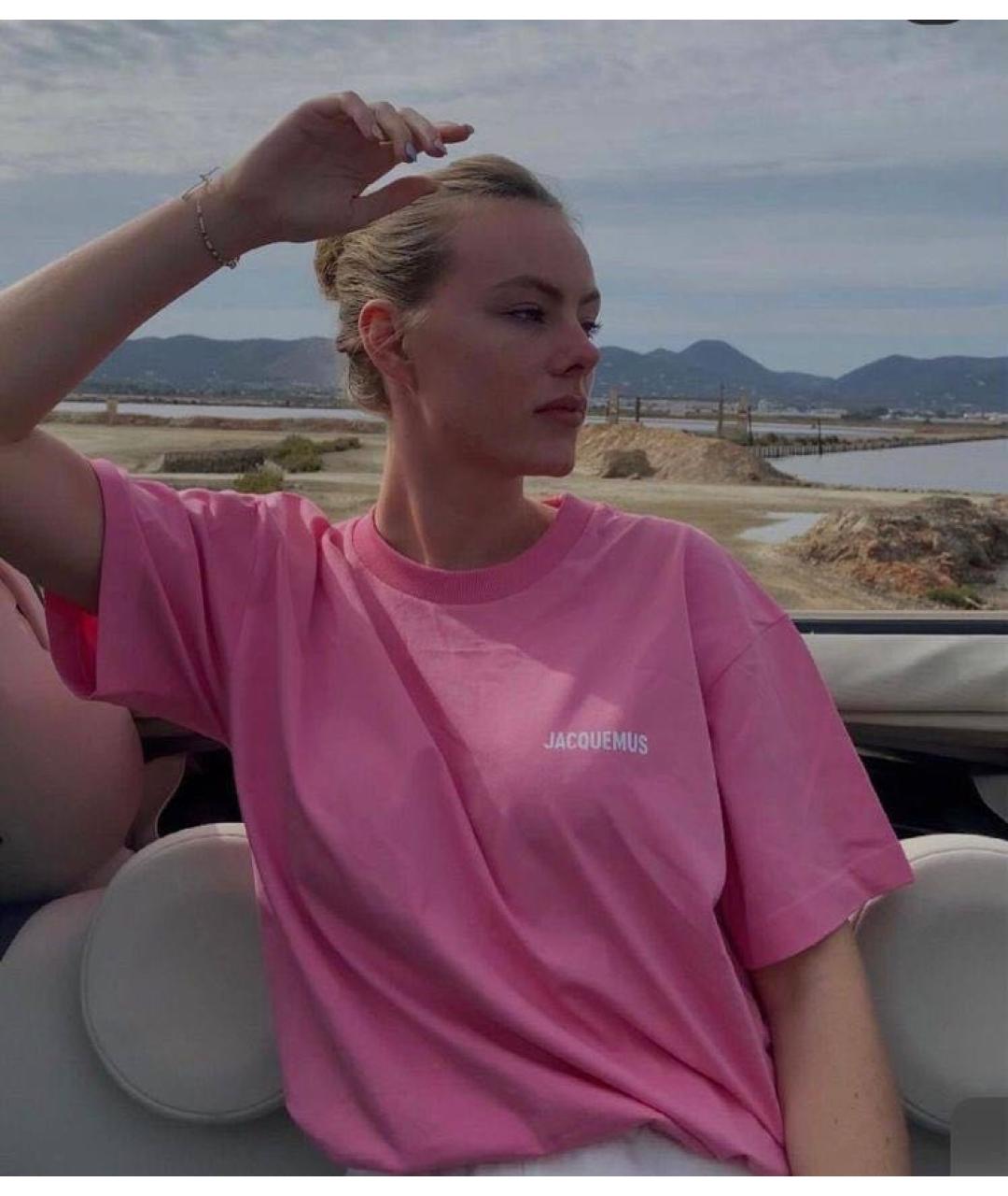 JACQUEMUS Розовая хлопковая футболка, фото 6