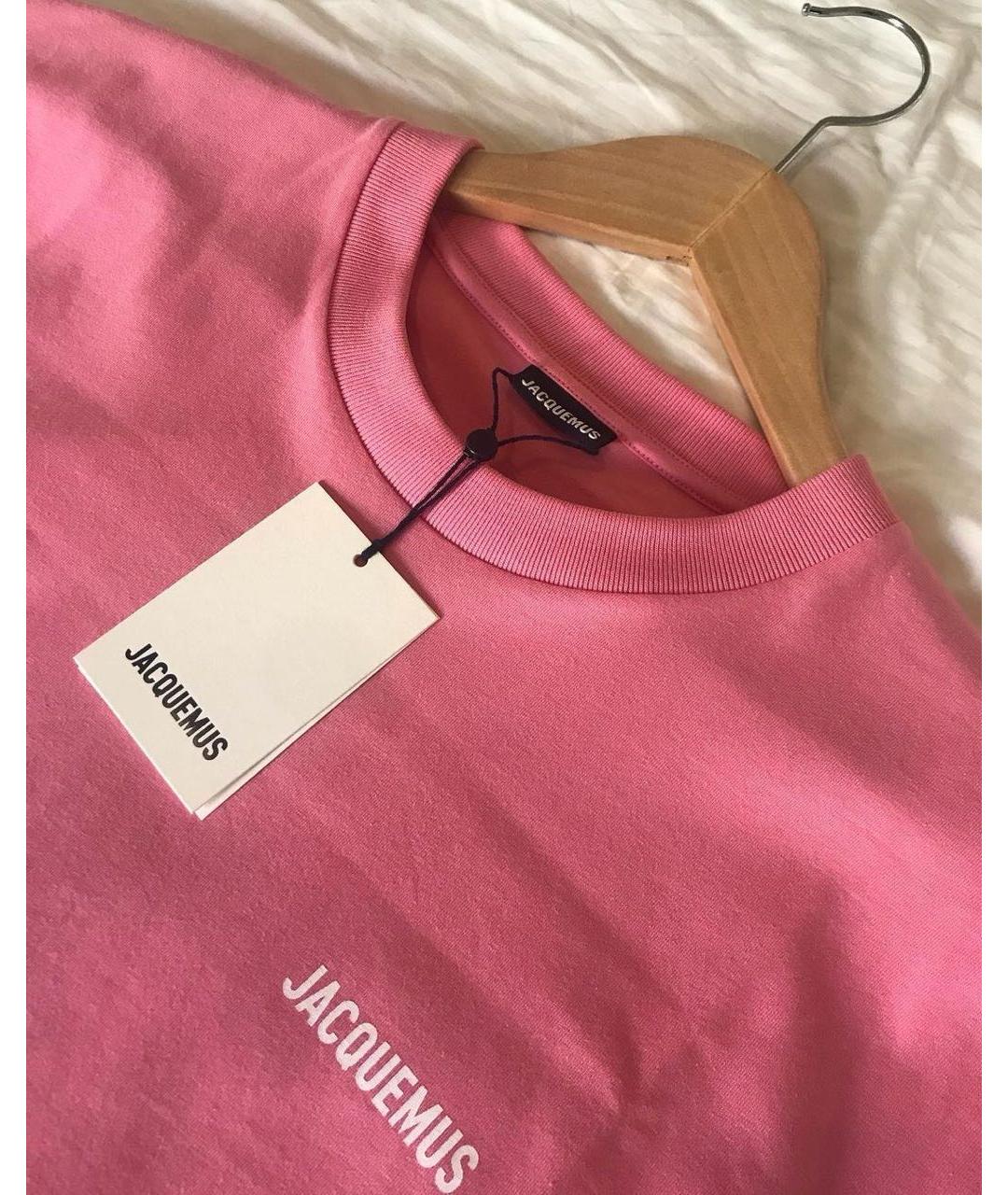JACQUEMUS Розовая хлопковая футболка, фото 3