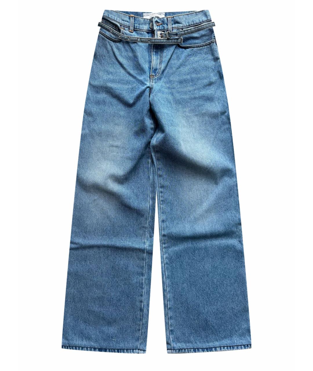 PHILOSOPHY DI LORENZO SERAFINI Голубые хлопковые прямые джинсы, фото 1