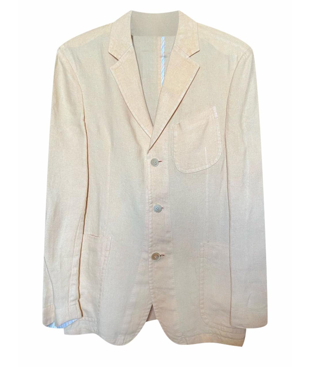 SALVATORE FERRAGAMO Бежевый хлопко-эластановый пиджак, фото 1