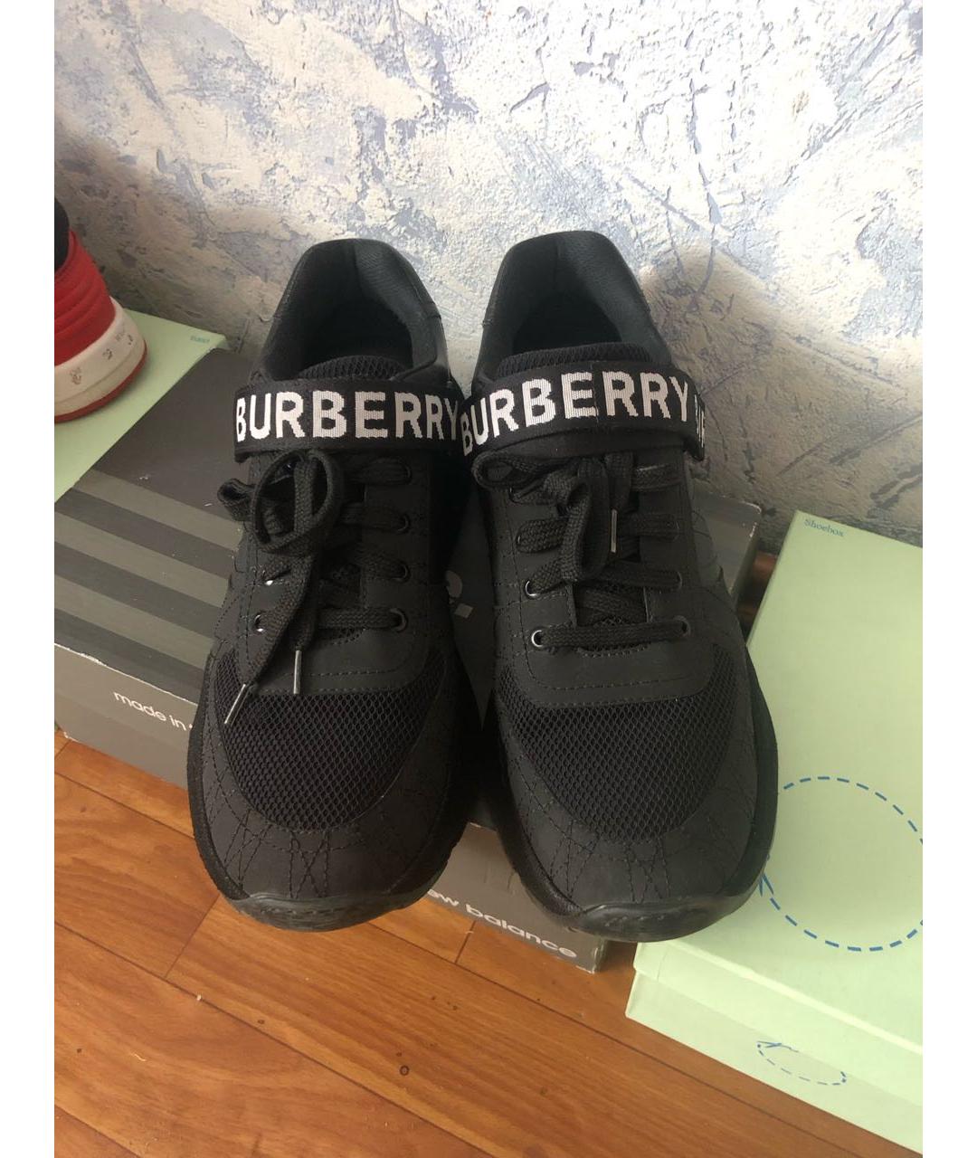 BURBERRY Черные текстильные низкие кроссовки / кеды, фото 2