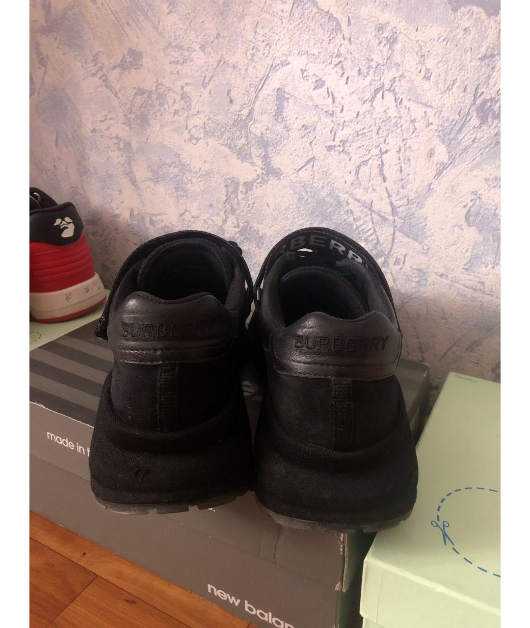 BURBERRY Черные текстильные низкие кроссовки / кеды, фото 4