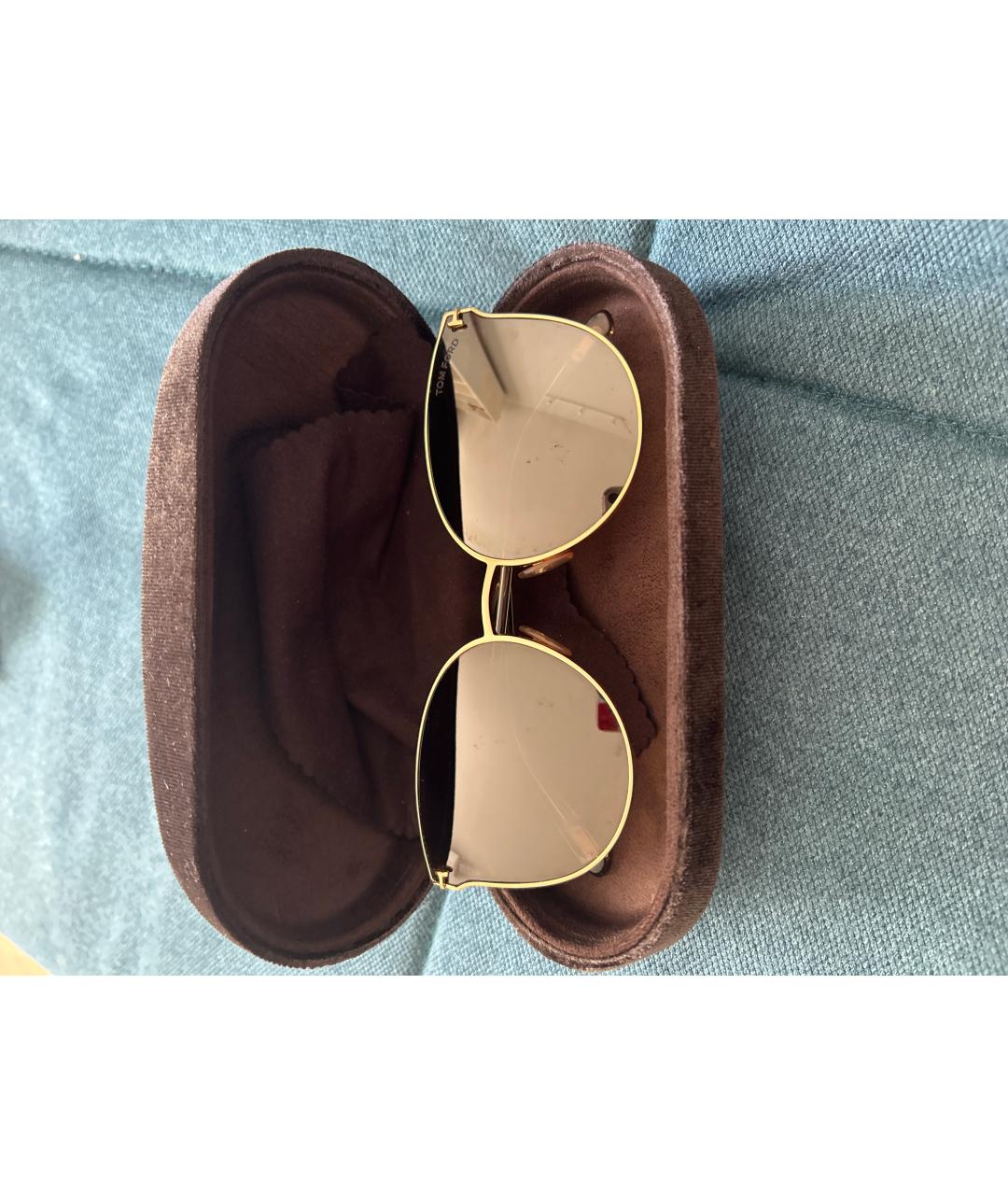 TOM FORD Желтые металлические солнцезащитные очки, фото 4