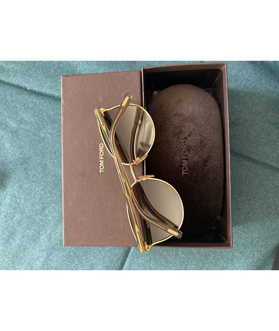 TOM FORD Желтые металлические солнцезащитные очки, фото 3