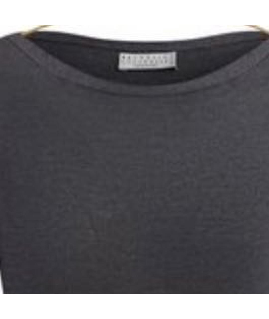 BRUNELLO CUCINELLI Антрацитовое кашемировое повседневное платье, фото 3