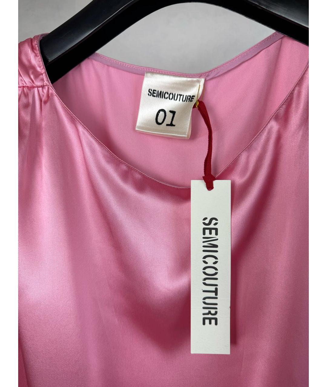 SEMICOUTURE Розовая шелковая блузы, фото 3