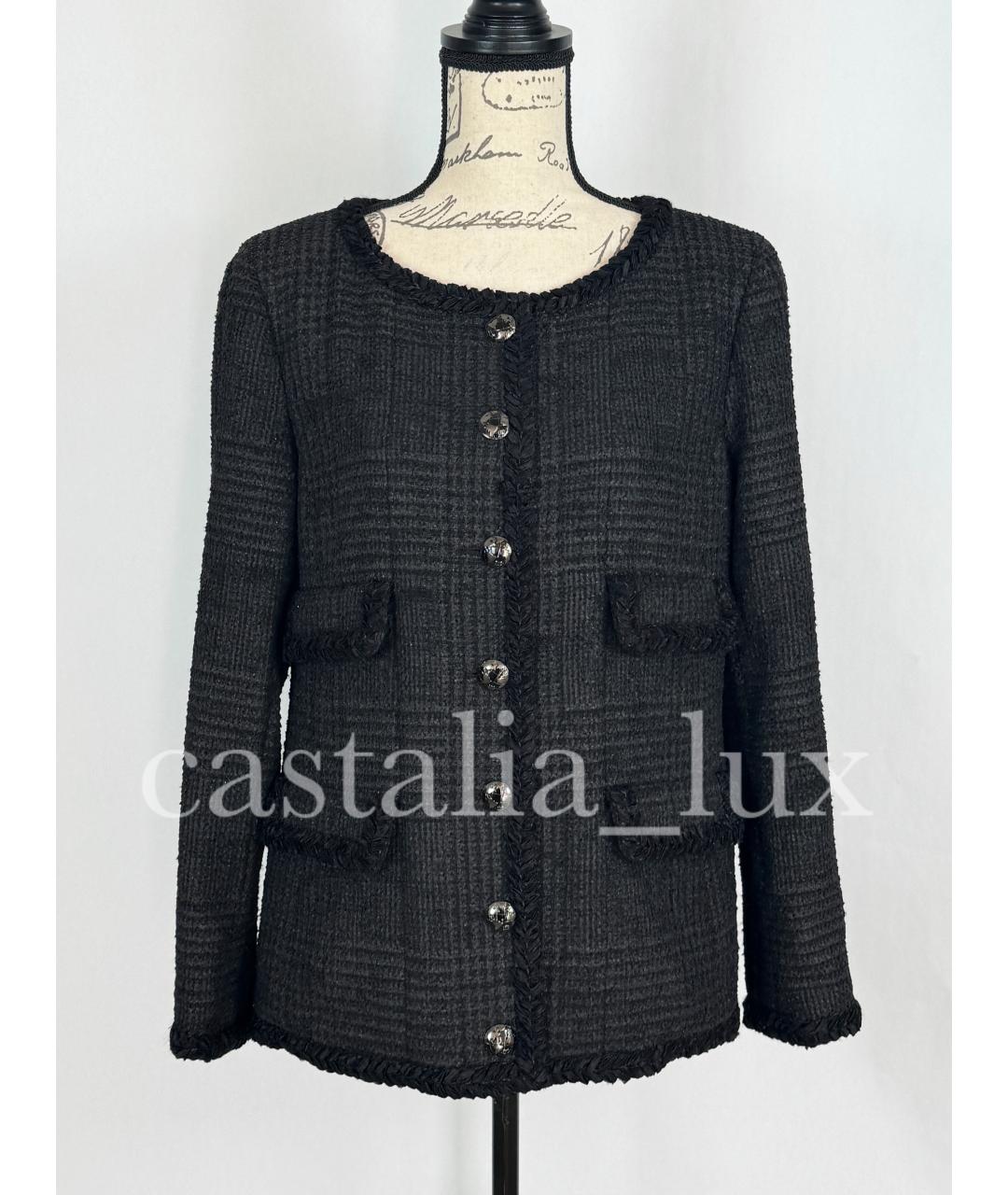 CHANEL PRE-OWNED Черный твидовый жакет/пиджак, фото 8