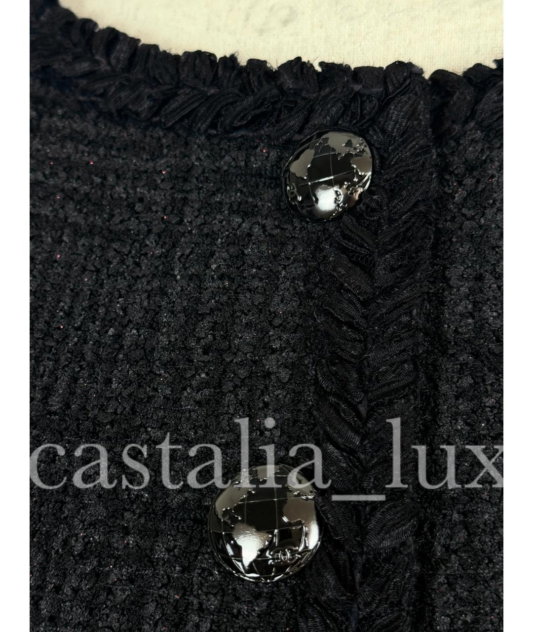 CHANEL PRE-OWNED Черный твидовый жакет/пиджак, фото 7
