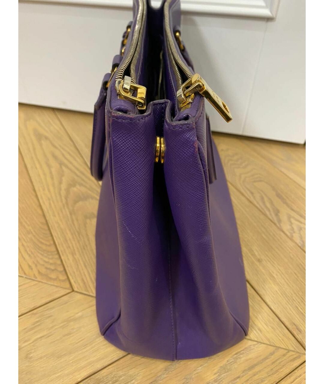 PRADA Фиолетовая кожаная сумка тоут, фото 4