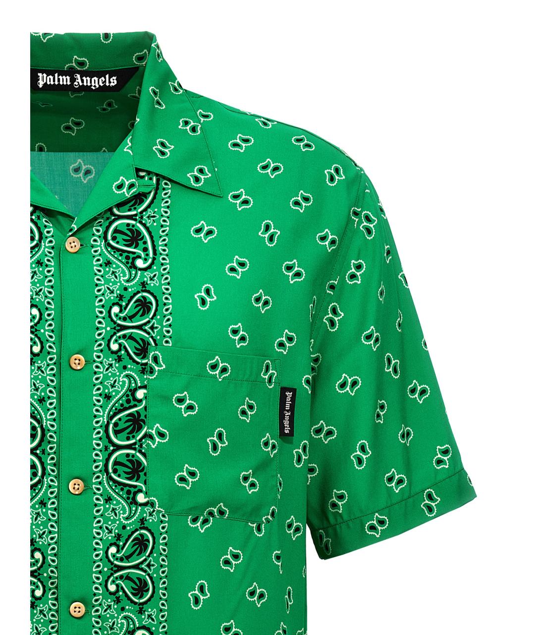 PALM ANGELS Зеленая хлопковая кэжуал рубашка, фото 3