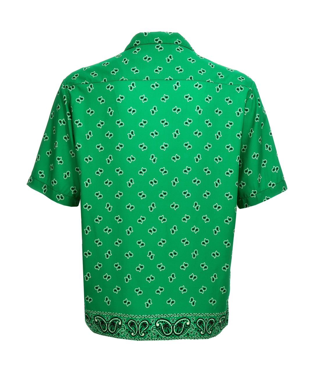 PALM ANGELS Зеленая хлопковая кэжуал рубашка, фото 2