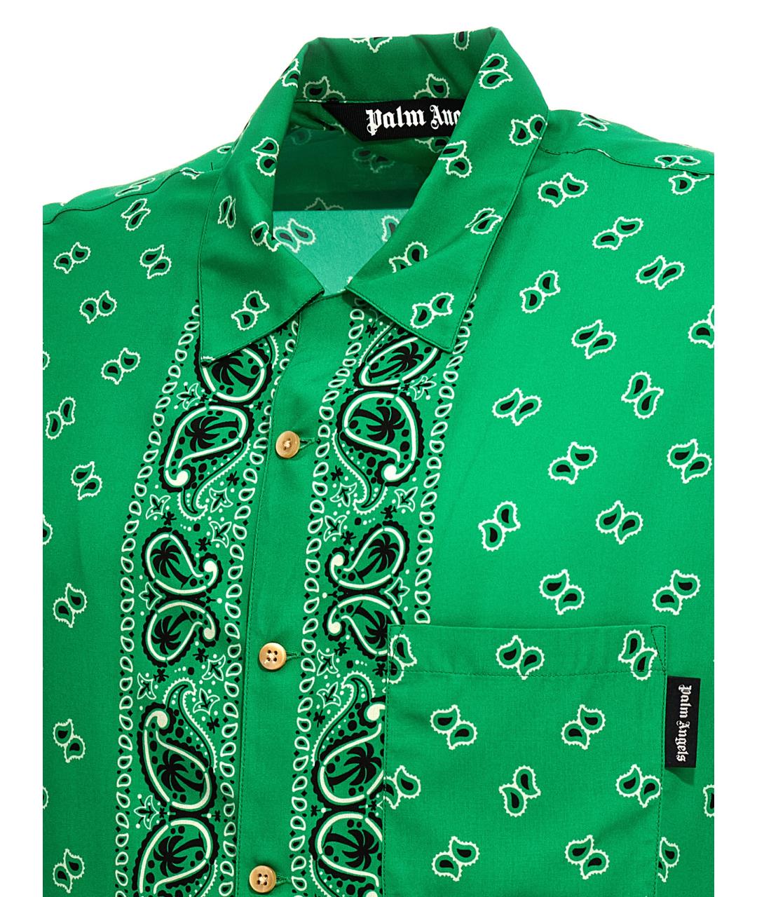 PALM ANGELS Зеленая хлопковая кэжуал рубашка, фото 4
