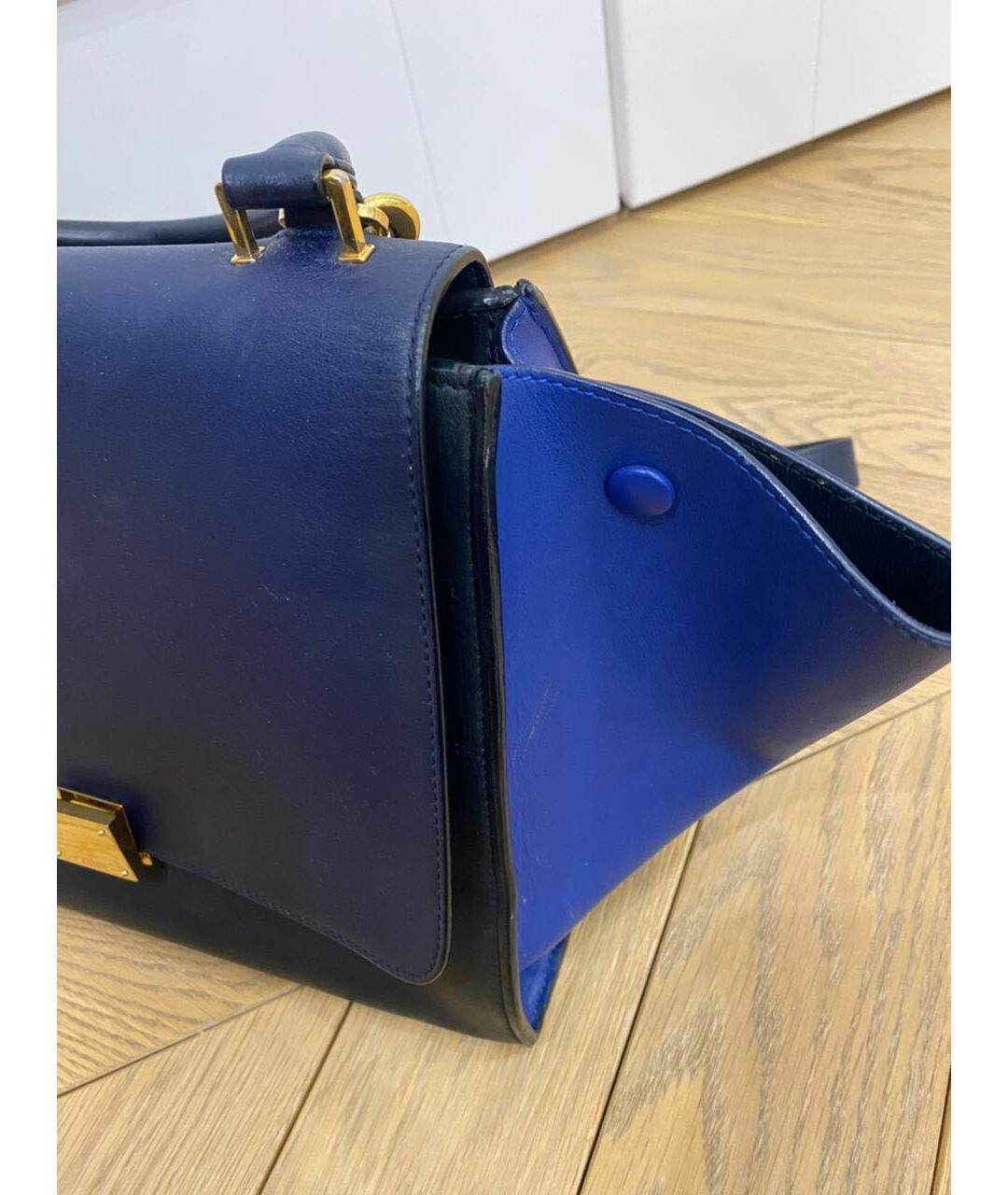 CELINE PRE-OWNED Синяя кожаная сумка тоут, фото 2