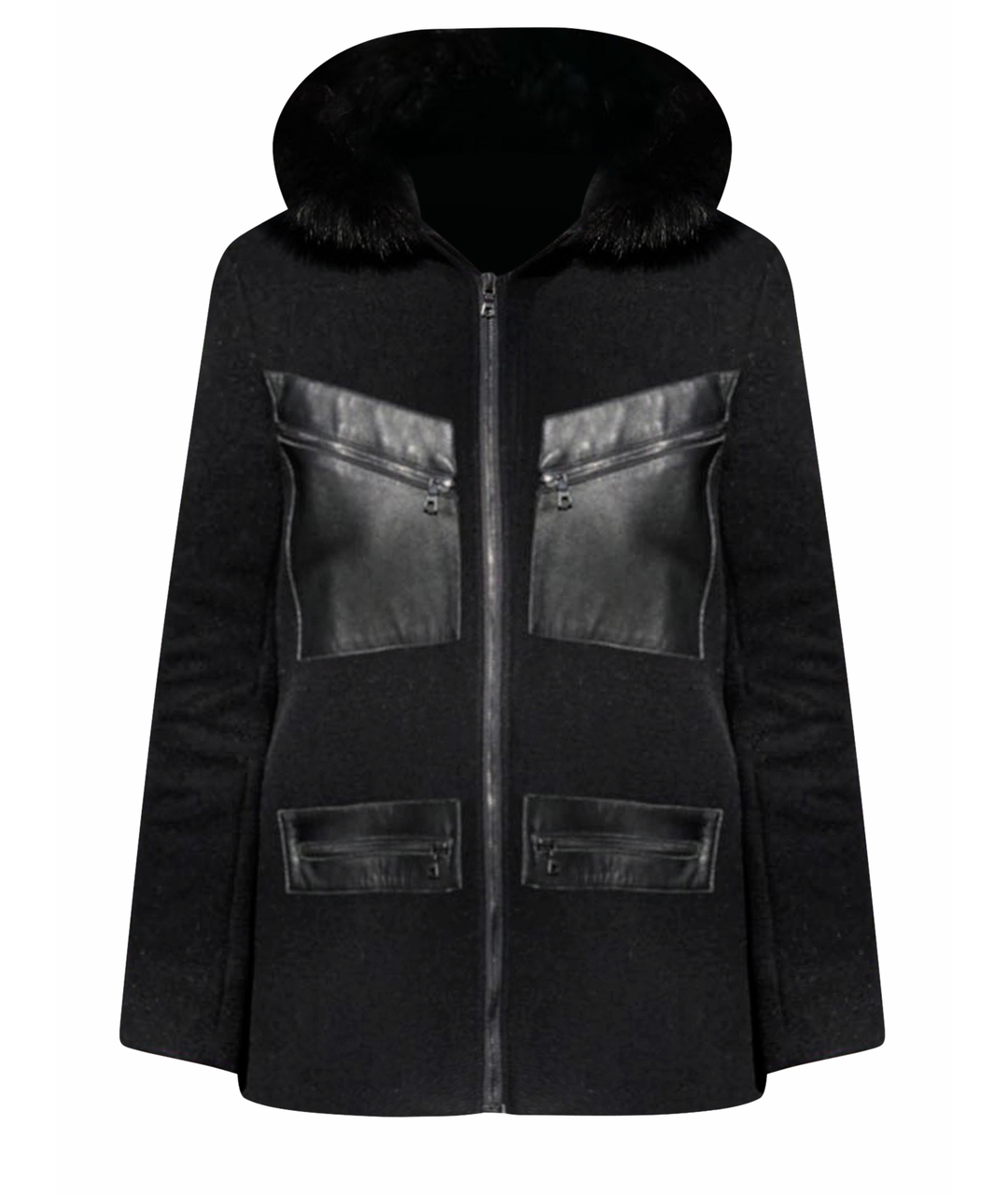 SANDRO Черное шерстяное пальто, фото 1