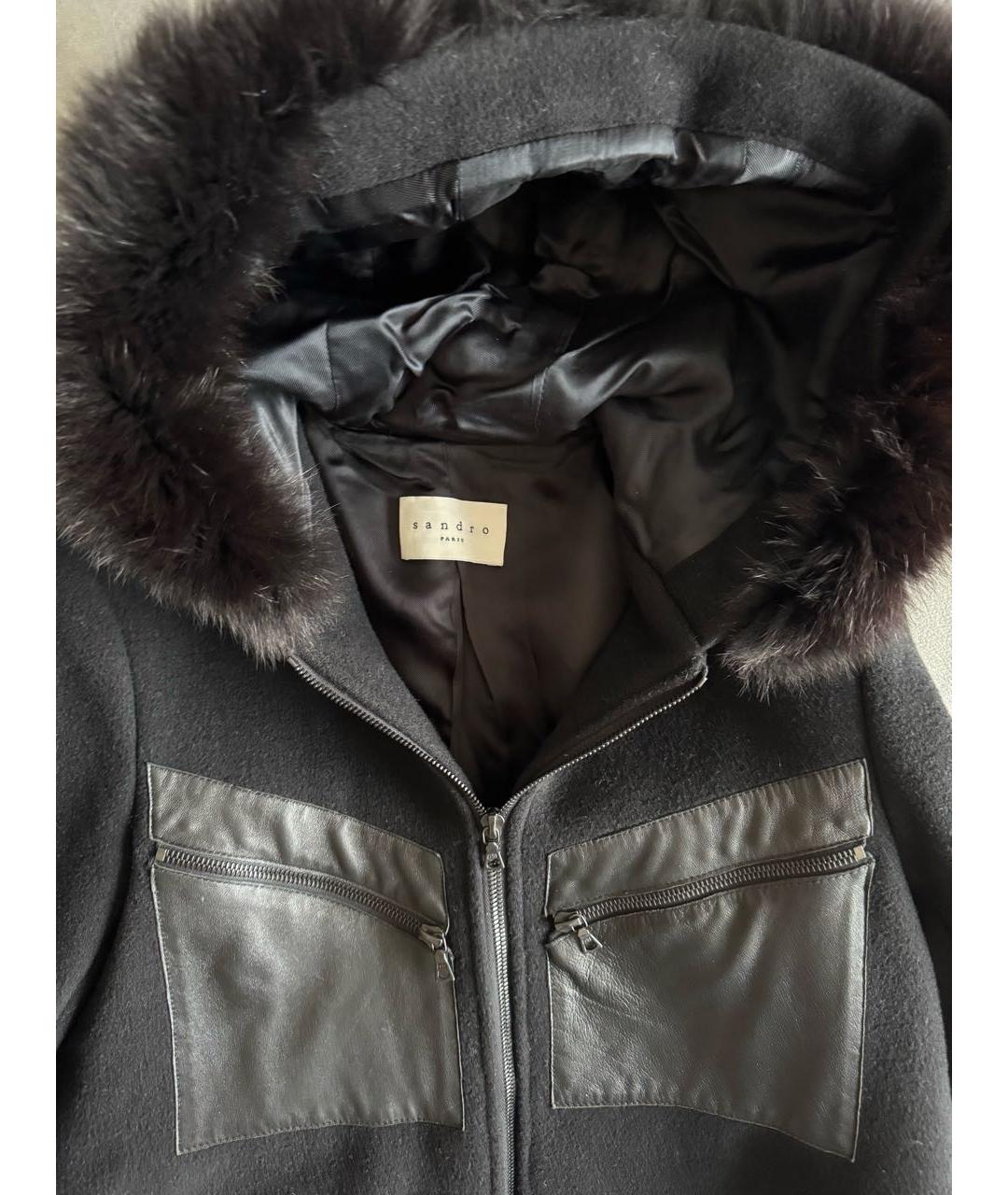 SANDRO Черное шерстяное пальто, фото 4