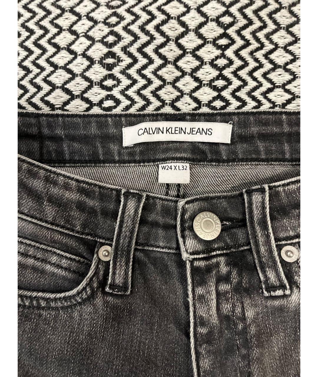 CALVIN KLEIN JEANS Серые хлопко-эластановые джинсы слим, фото 3
