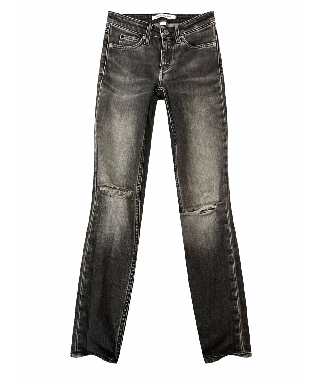 CALVIN KLEIN JEANS Серые хлопко-эластановые джинсы слим, фото 1