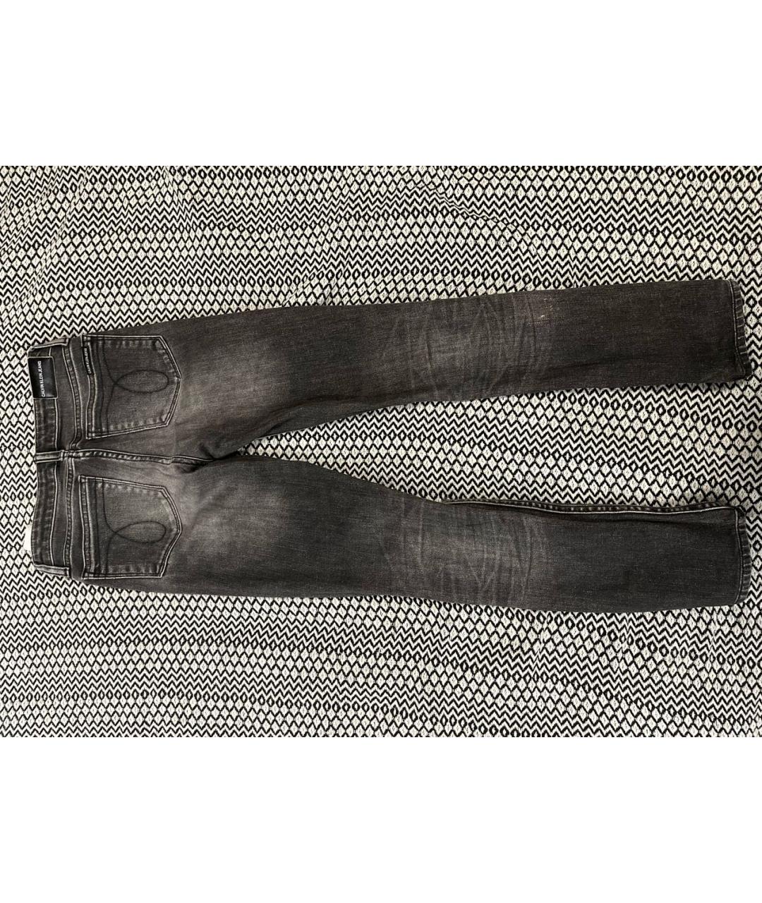 CALVIN KLEIN JEANS Серые хлопко-эластановые джинсы слим, фото 2
