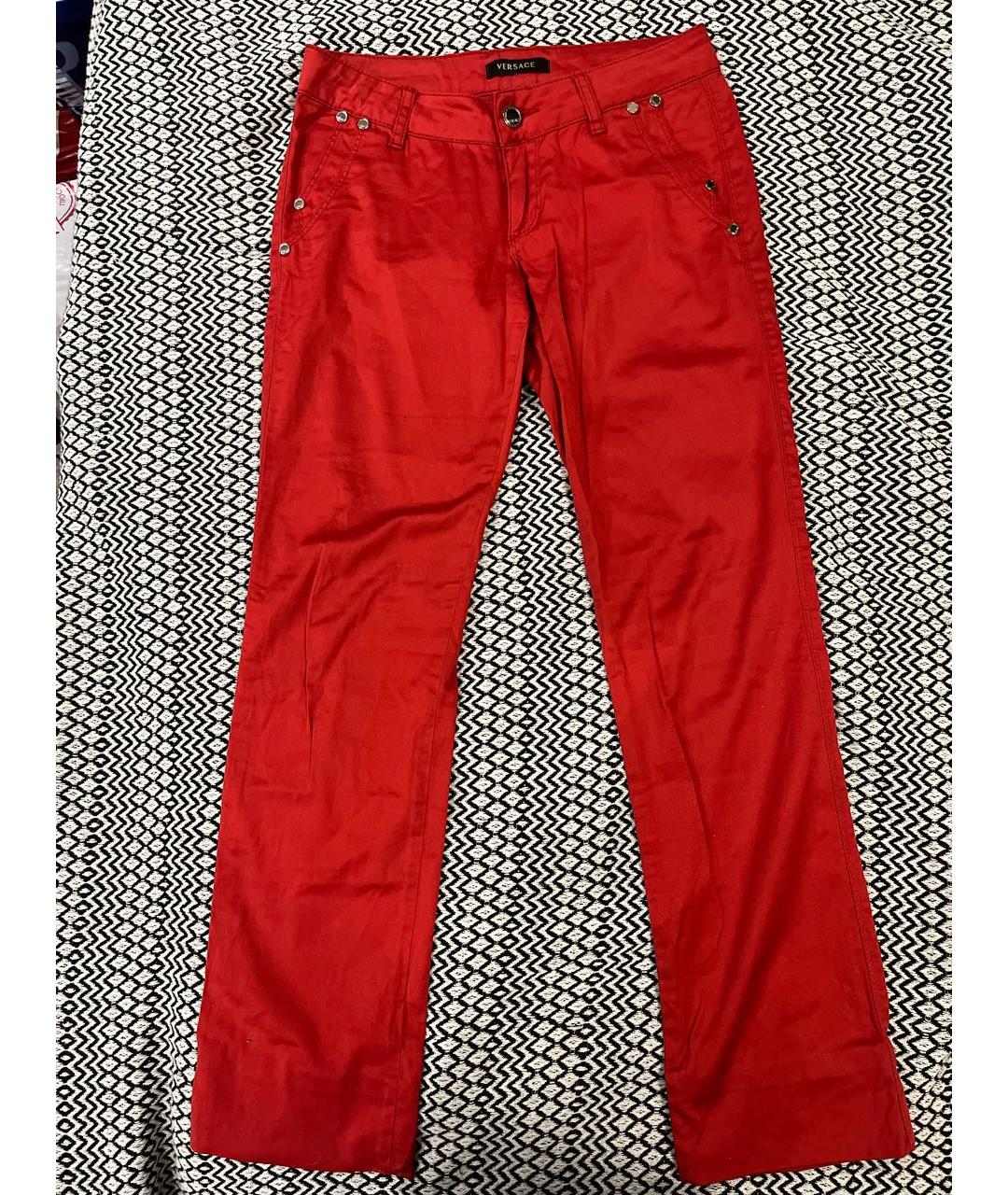 VERSACE Красные прямые джинсы, фото 4
