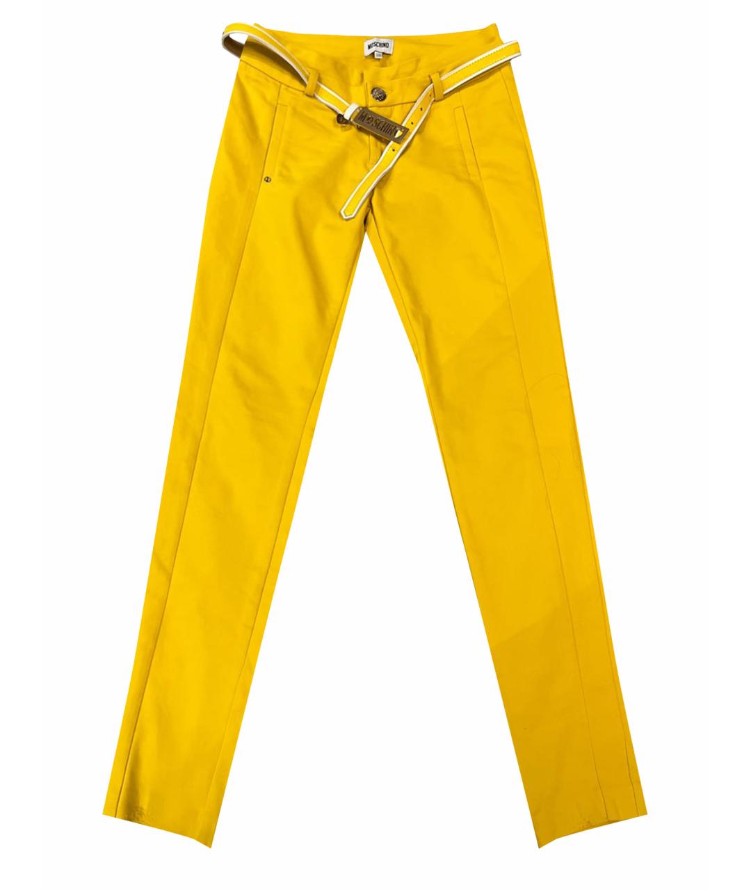 LOVE MOSCHINO Желтые хлопковые джинсы слим, фото 1