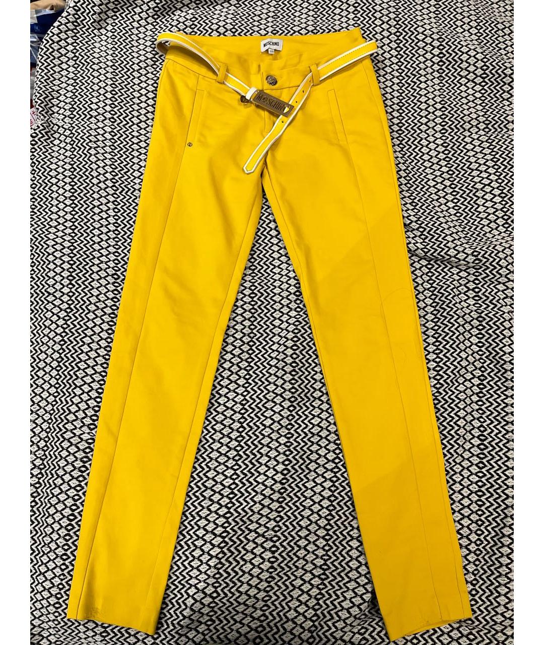 LOVE MOSCHINO Желтые хлопковые джинсы слим, фото 4