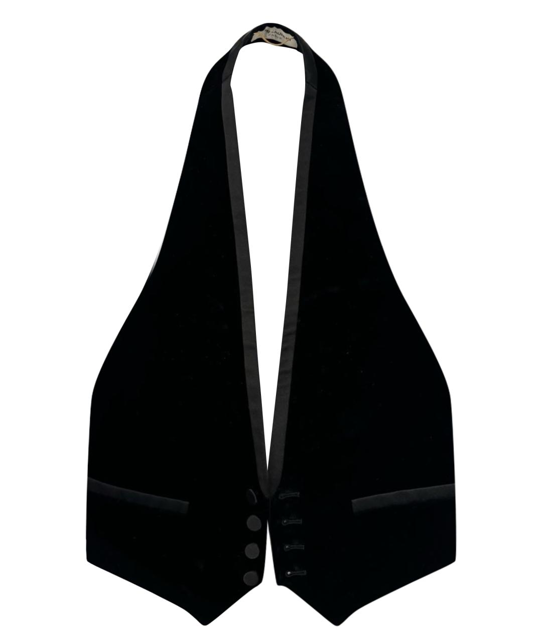 SAINT LAURENT Черный бархатный жилет, фото 1