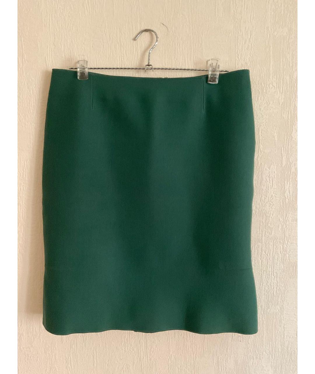 ALBERTA FERRETTI Зеленая шерстяная юбка миди, фото 4
