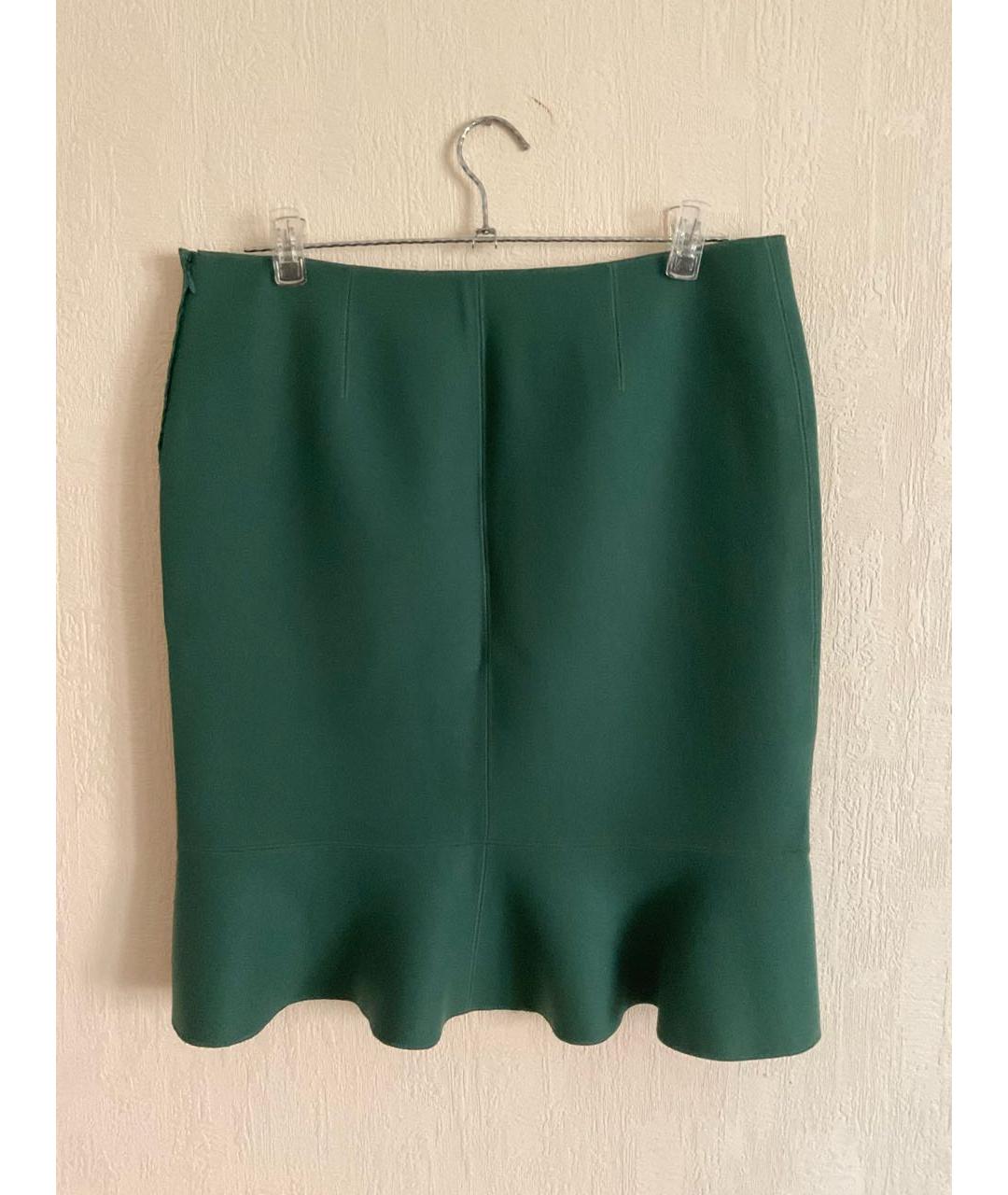 ALBERTA FERRETTI Зеленая шерстяная юбка миди, фото 2
