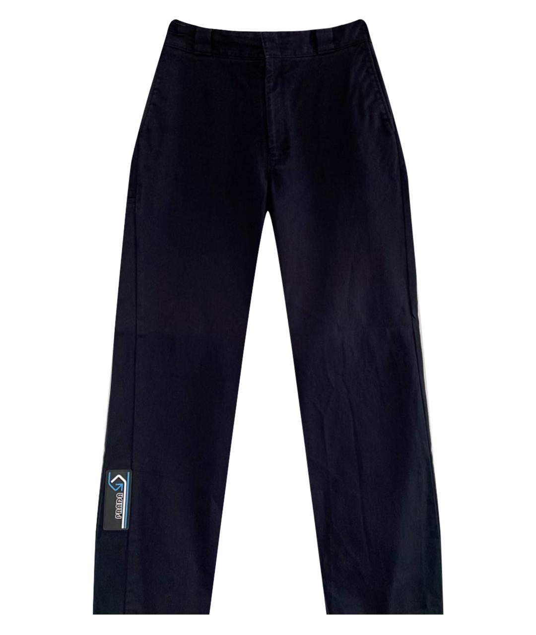 PRADA Темно-синие хлопковые брюки чинос, фото 1