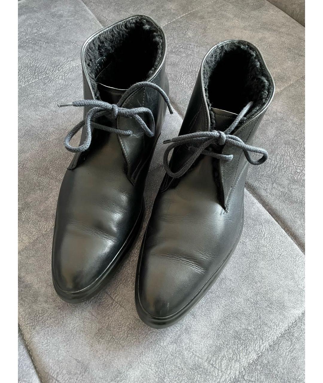 HELMUT LANG Черные кожаные высокие ботинки, фото 2