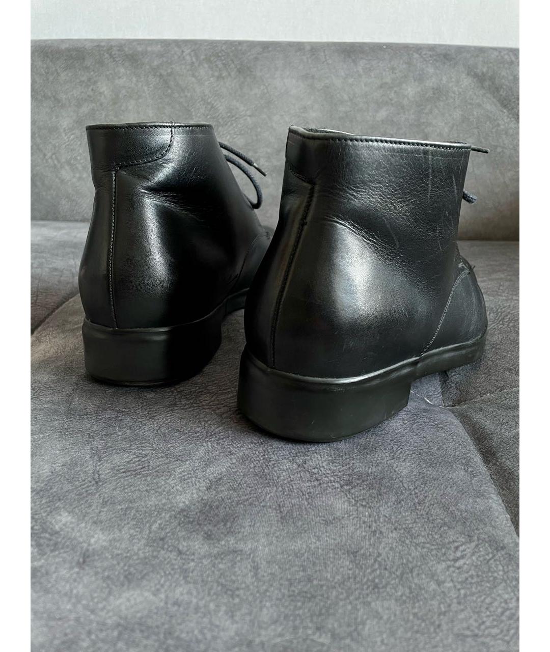 HELMUT LANG Черные кожаные высокие ботинки, фото 4