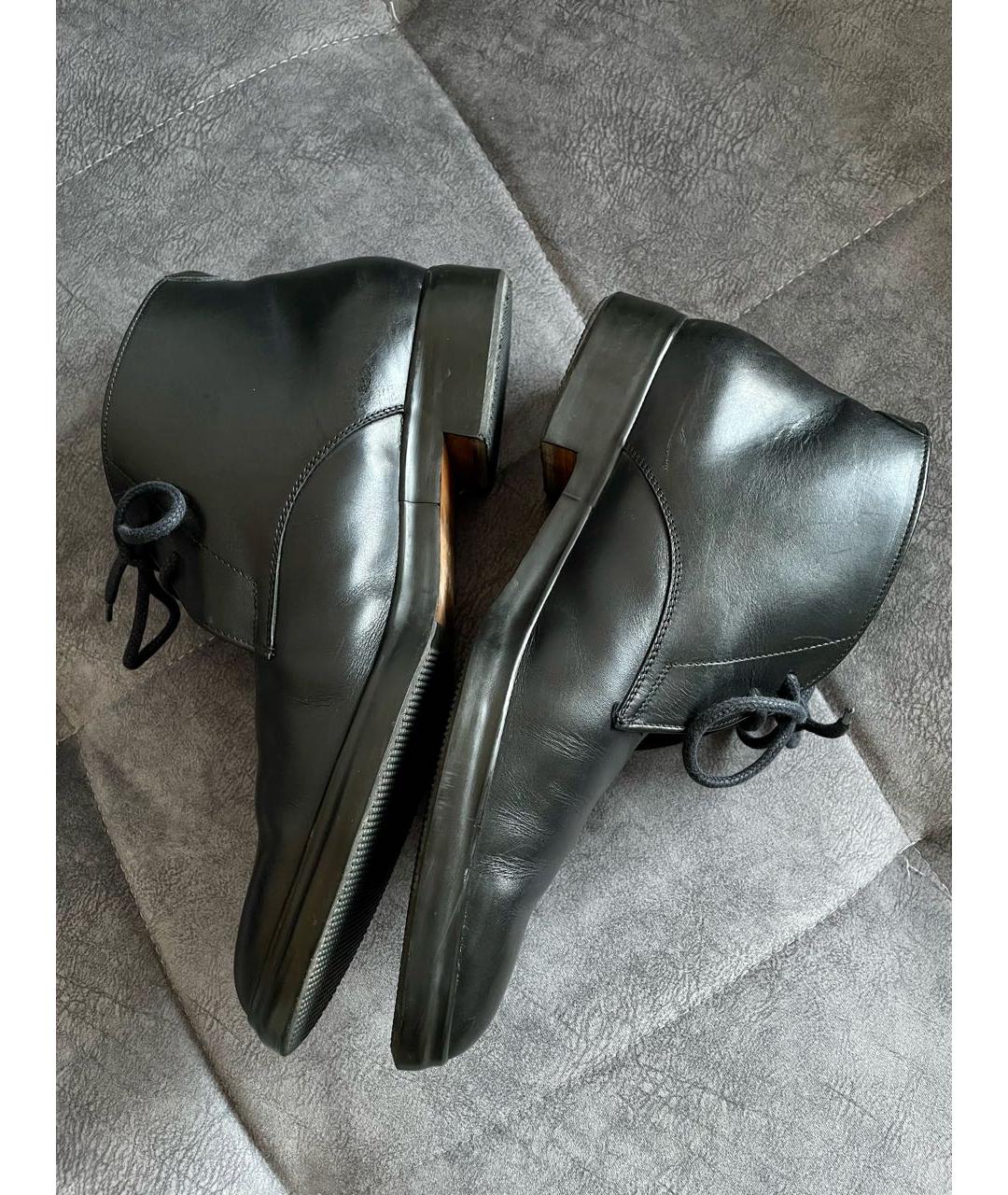 HELMUT LANG Черные кожаные высокие ботинки, фото 3