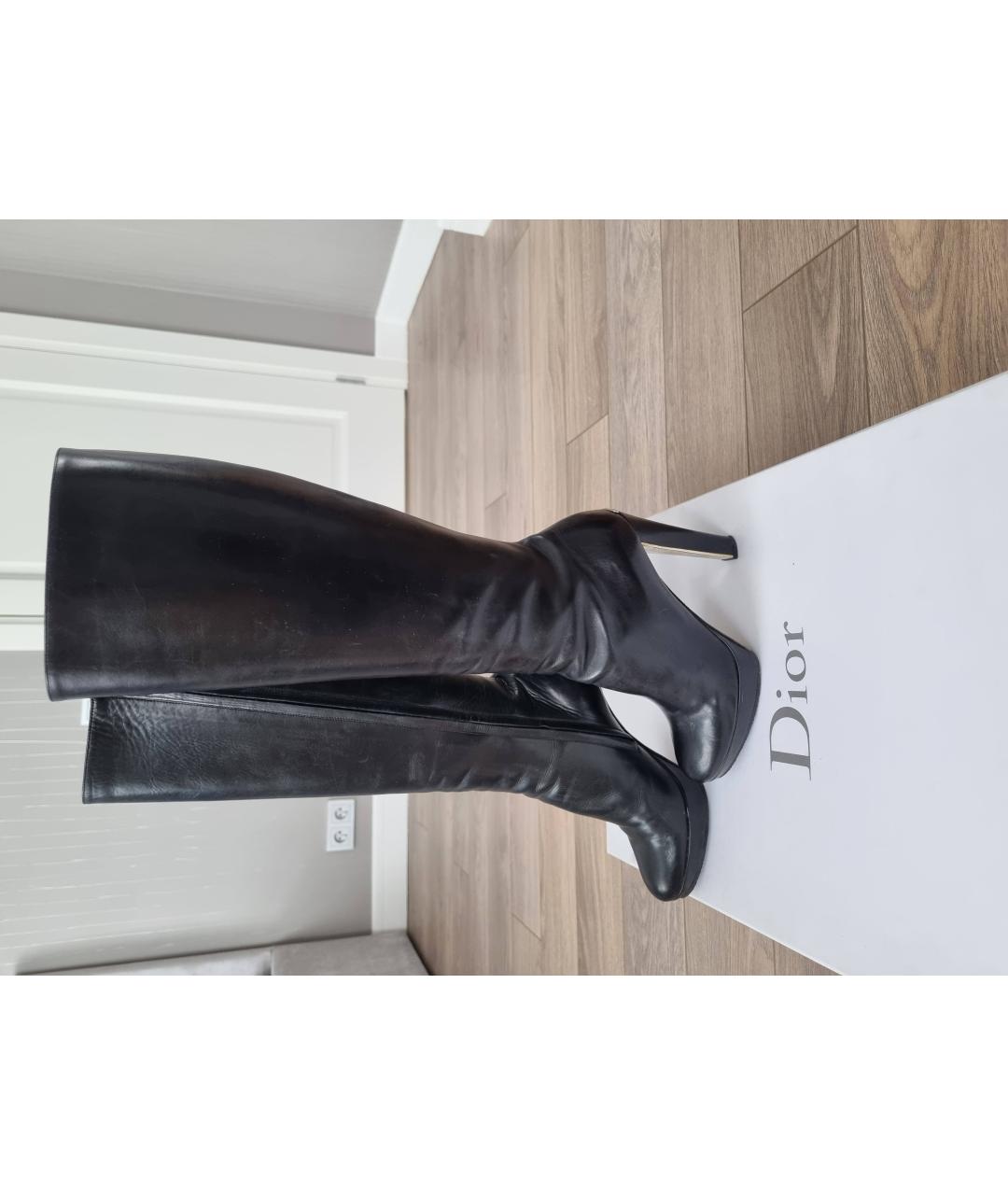 CHRISTIAN DIOR PRE-OWNED Черные кожаные сапоги, фото 5