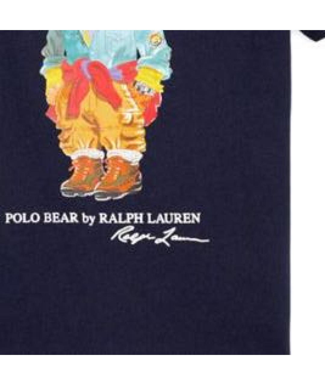 POLO RALPH LAUREN Синяя хлопковая детская футболка, фото 4