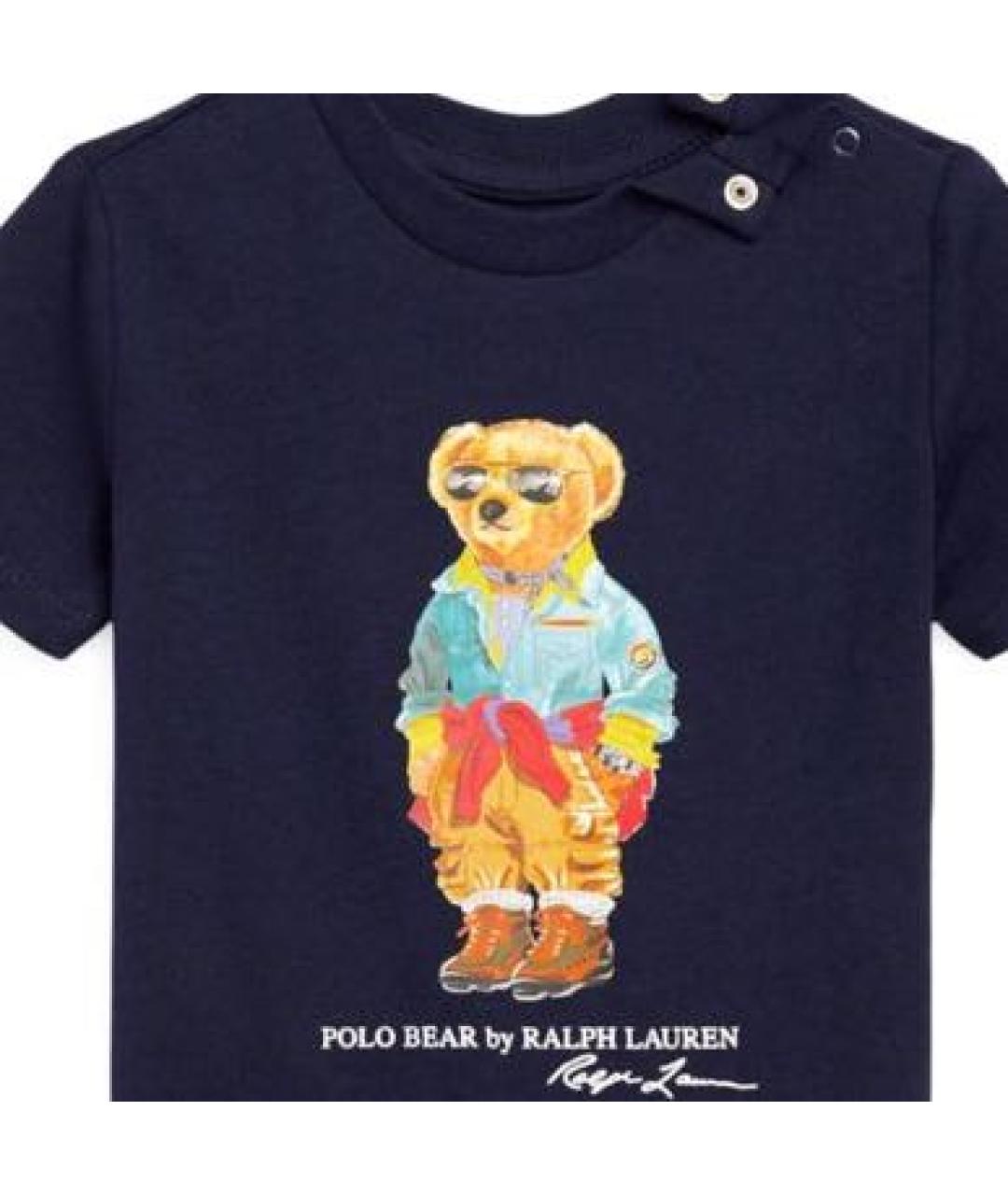 POLO RALPH LAUREN Синяя хлопковая детская футболка, фото 3