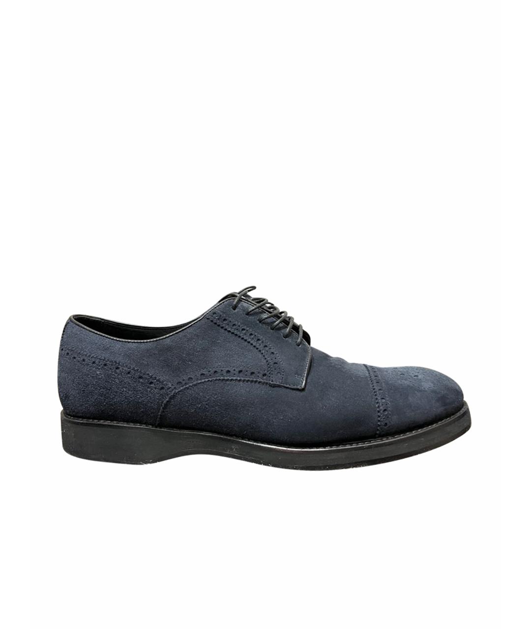 BRIONI Темно-синие замшевые туфли, фото 1
