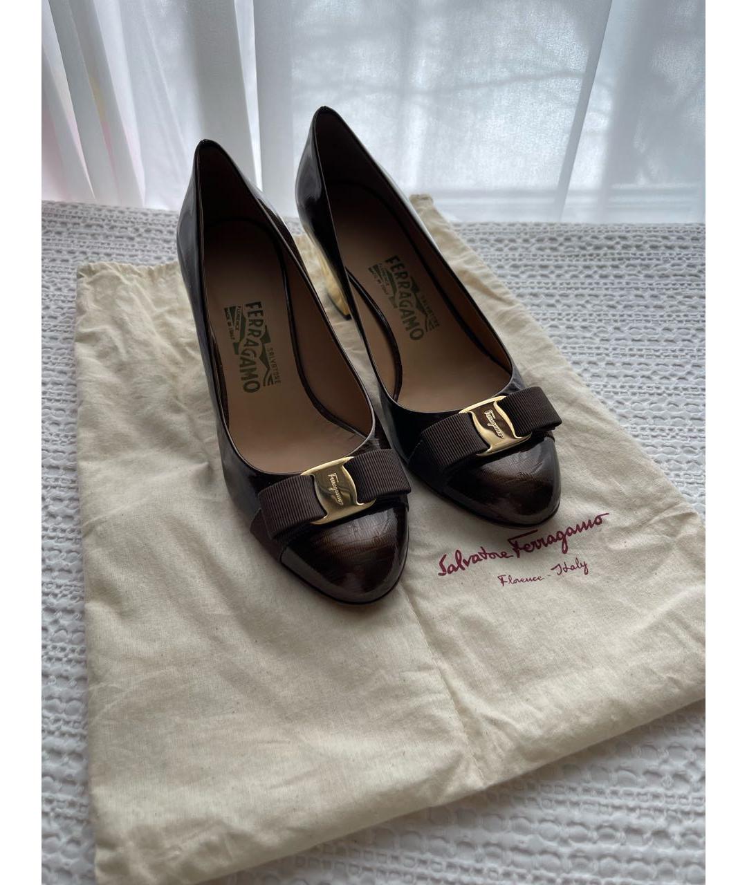 FERRAGAMO Коричневые кожаные туфли, фото 2