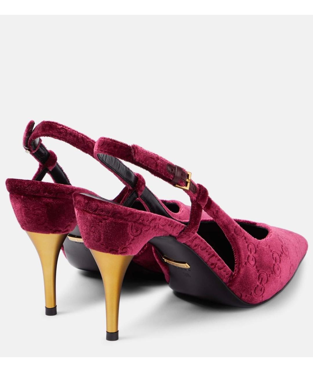 GUCCI Бордовые бархатные туфли, фото 4