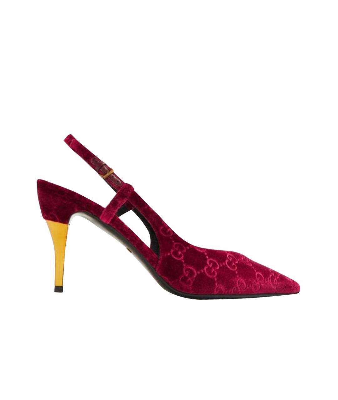 GUCCI Бордовые бархатные туфли, фото 1
