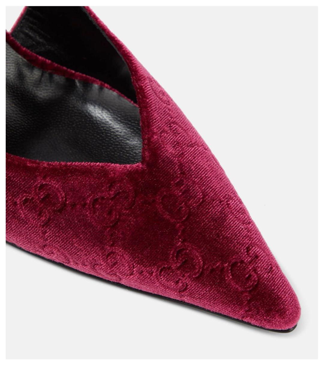 GUCCI Бордовые бархатные туфли, фото 5