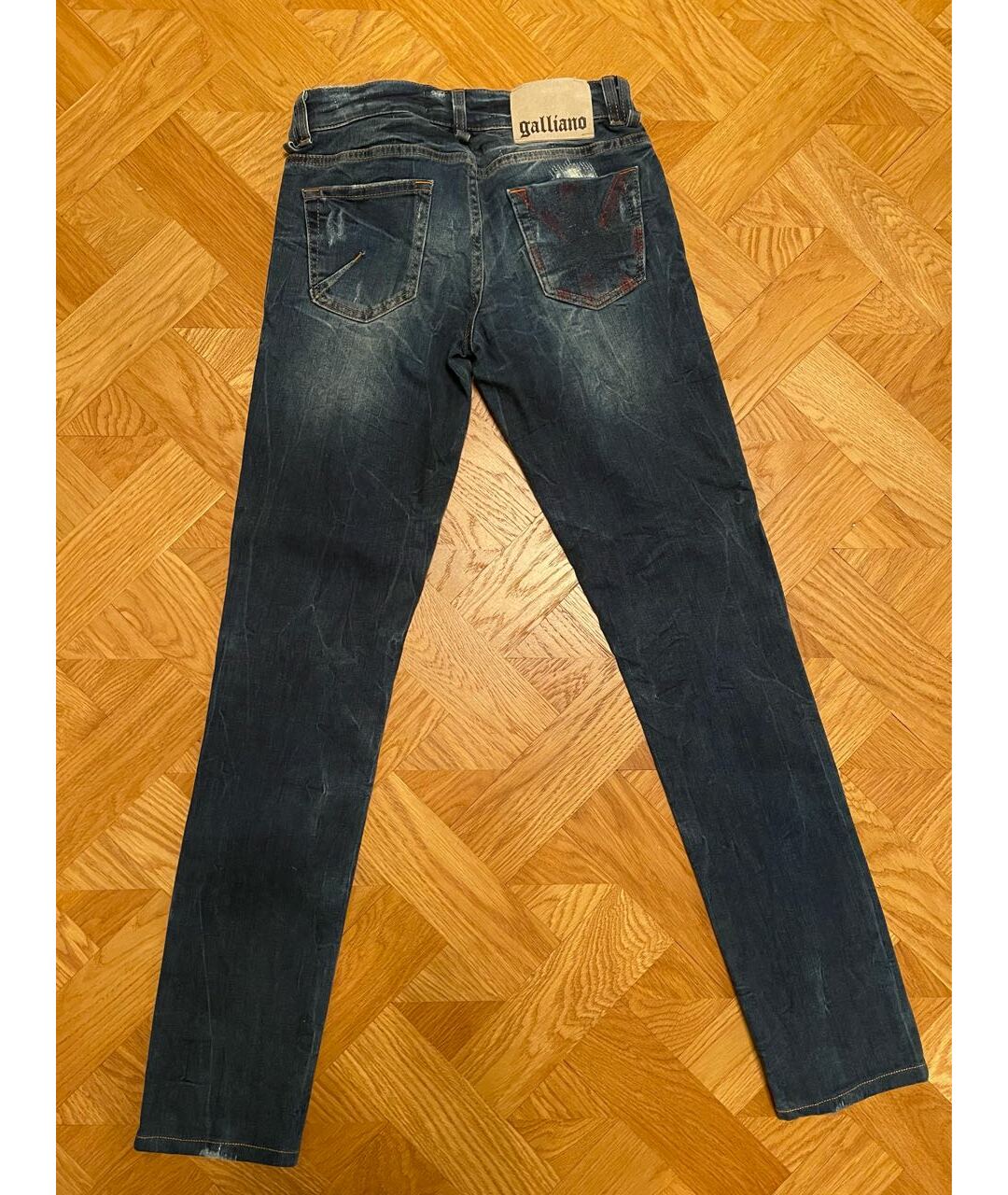 JOHN GALLIANO Темно-синие хлопковые прямые джинсы, фото 2