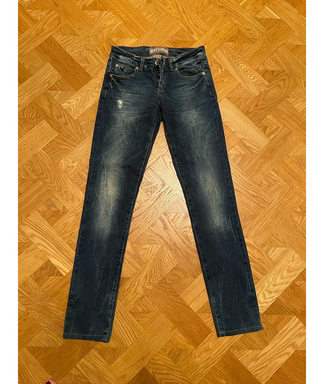 JOHN GALLIANO Темно-синие хлопковые прямые джинсы, фото 6