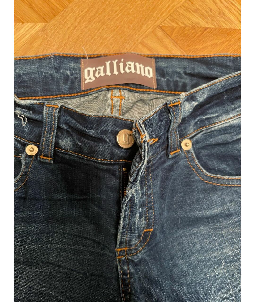 JOHN GALLIANO Темно-синие хлопковые прямые джинсы, фото 3