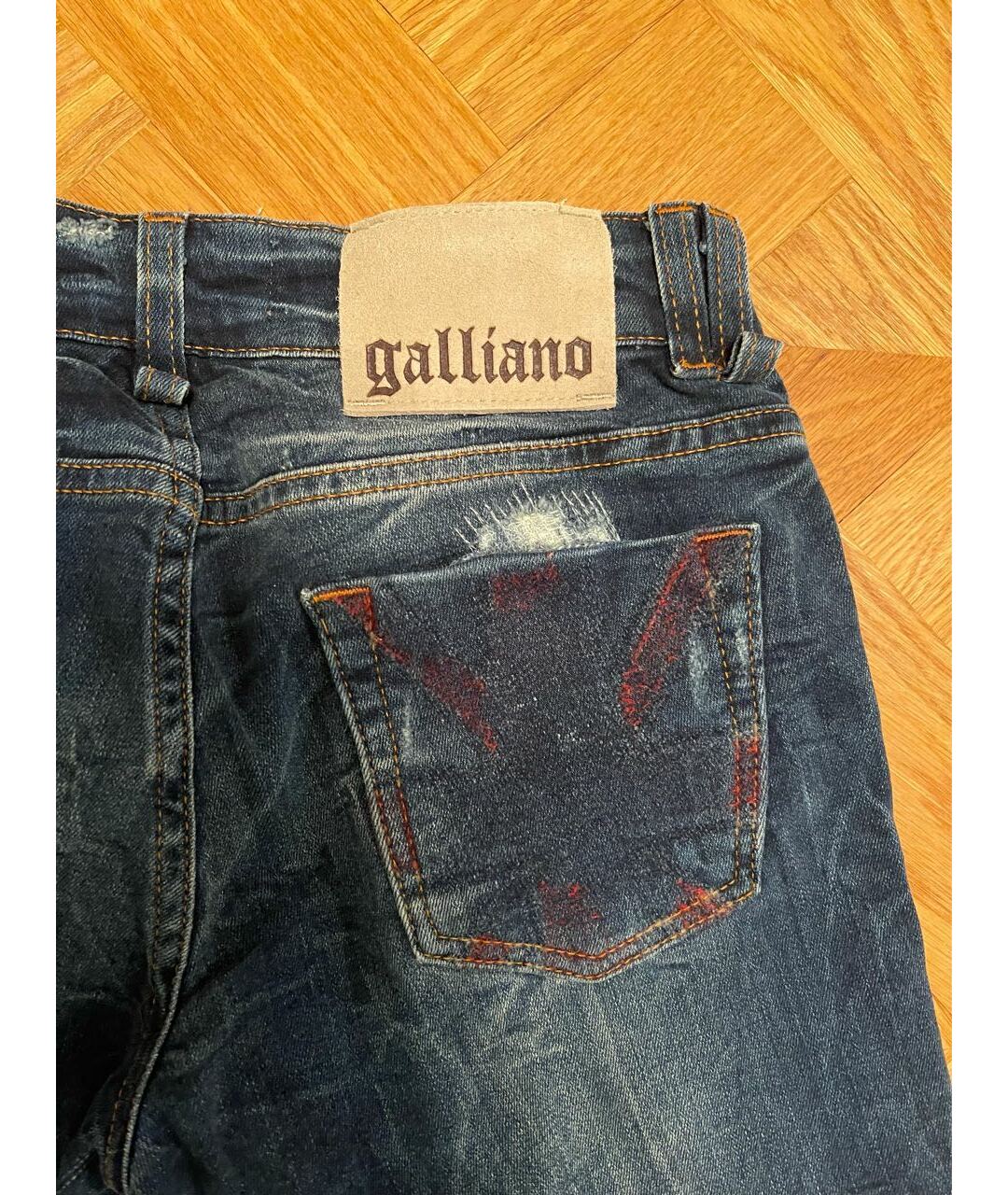 JOHN GALLIANO Темно-синие хлопковые прямые джинсы, фото 4