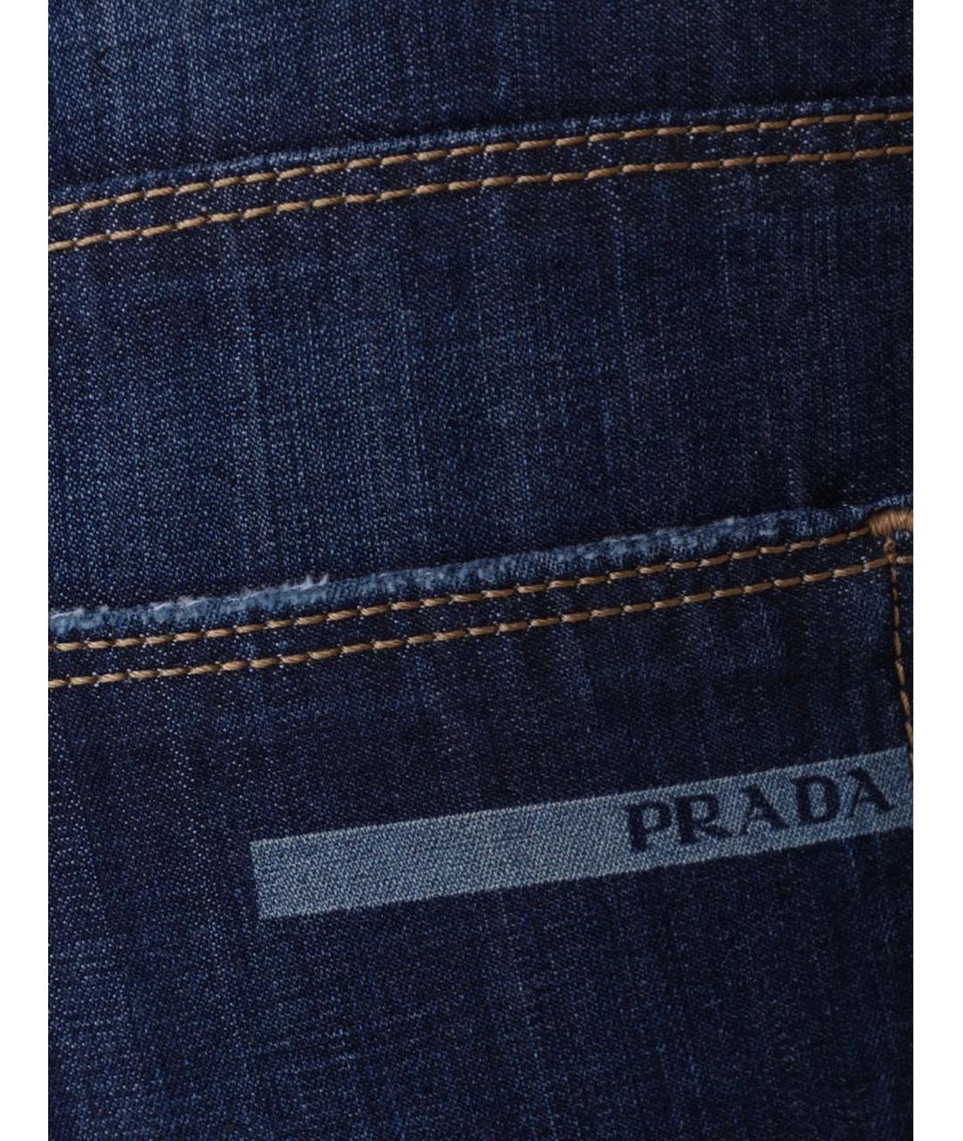 PRADA Темно-синие хлопковые прямые джинсы, фото 3